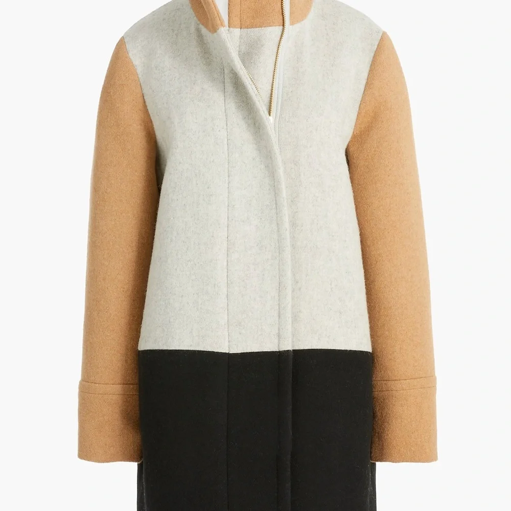J.Crew Colorblock City Coat in Camel, Gray, & Black Size 04 - Picture 14 of 16